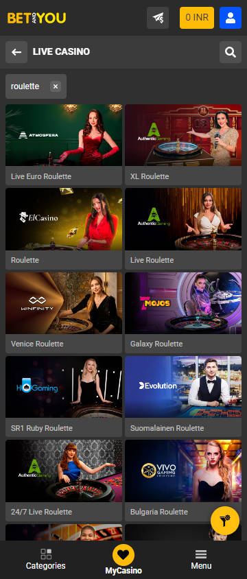 Betandyou - Games Categories - Live Casino