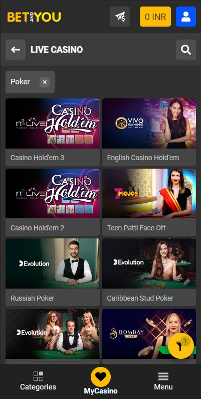 Betandyou Live Casino - Poker